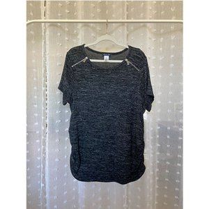 #14 Cozy Charcoal zipper trim side ruched tee - curve size